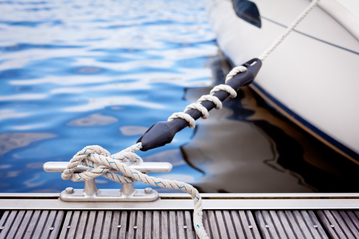 Mooring,At,A,Pier/,A,White,Yacht,Moored,With,A
